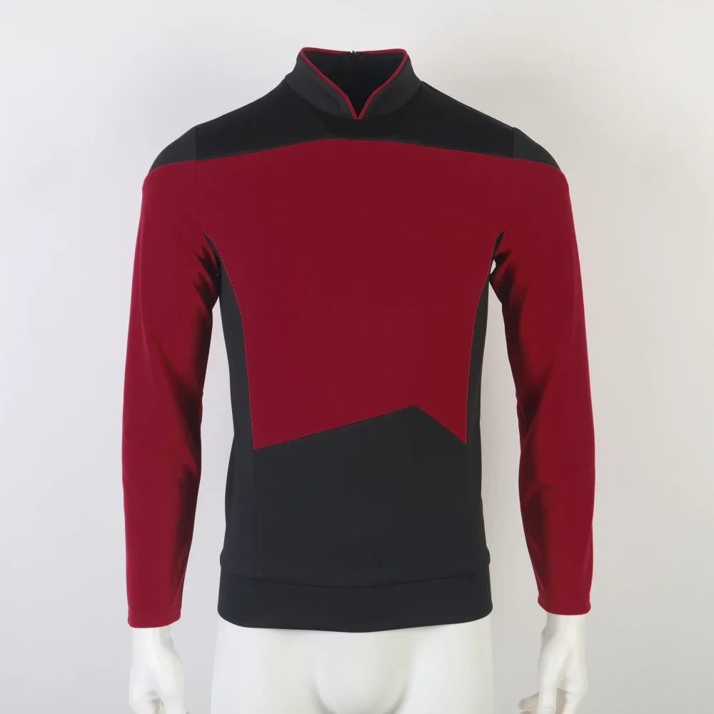 Star TNG The Next Generation Trek Red Yellow Blue Shirt Uniform Cosplay Costume For Men Coat Halloween Party