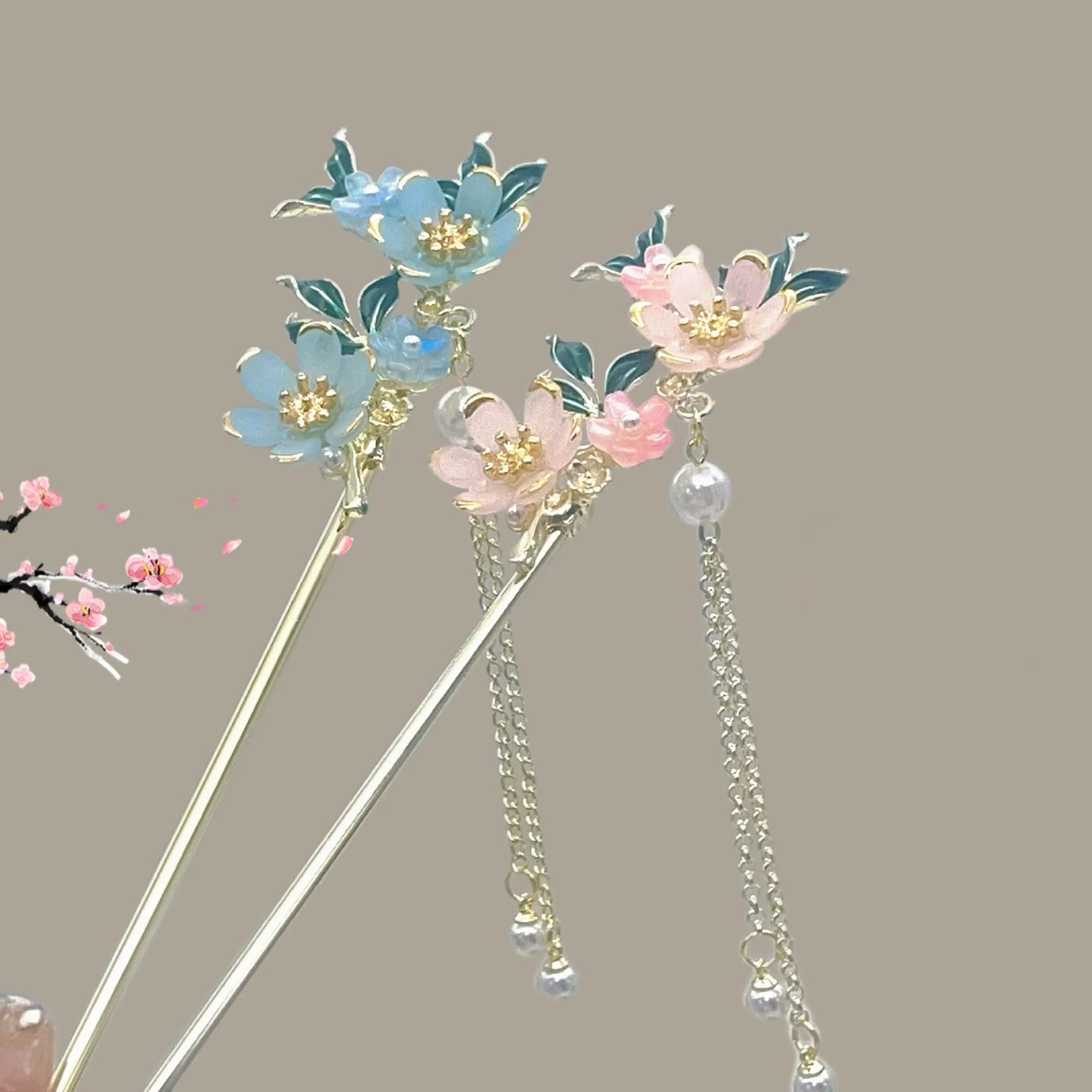 Ancient Chinese Style Hair Sticks Crystal Hairpin Chopsticks For Women Pearl Pendant Hair Clasp Forks Ancient Headpiece Gift
