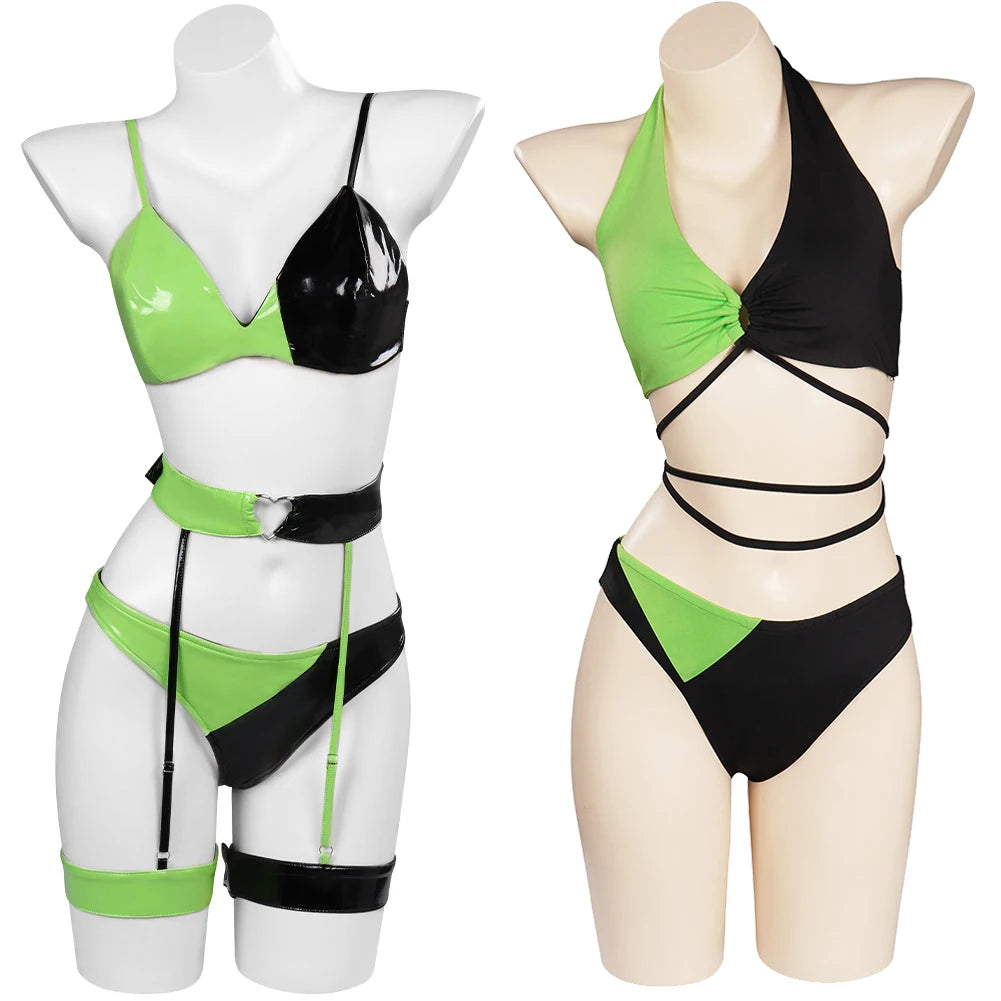 Shego Cosplay Women Lingerie Costume Cartoon Kim Underwear  Summer Swimsuits Swimwear Girls Adult Women Roleplay Fantasia Suits