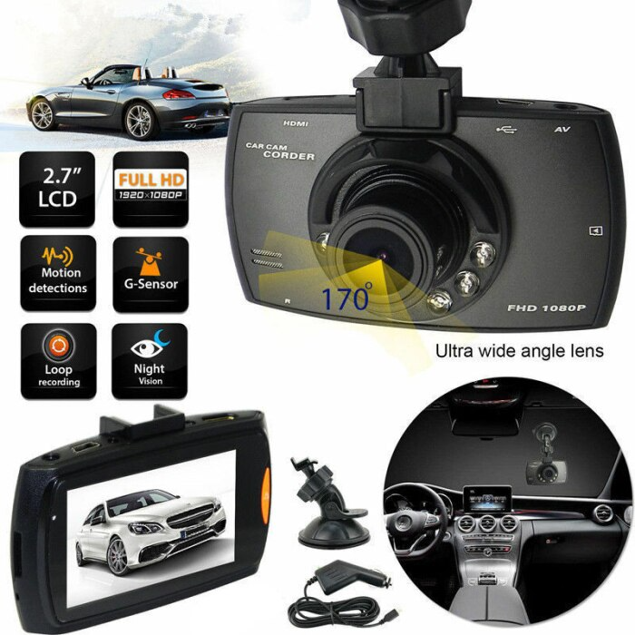 2.7'' Full HD 1080P Dash Cam Car DVR Front & Rear Camera Night Vision