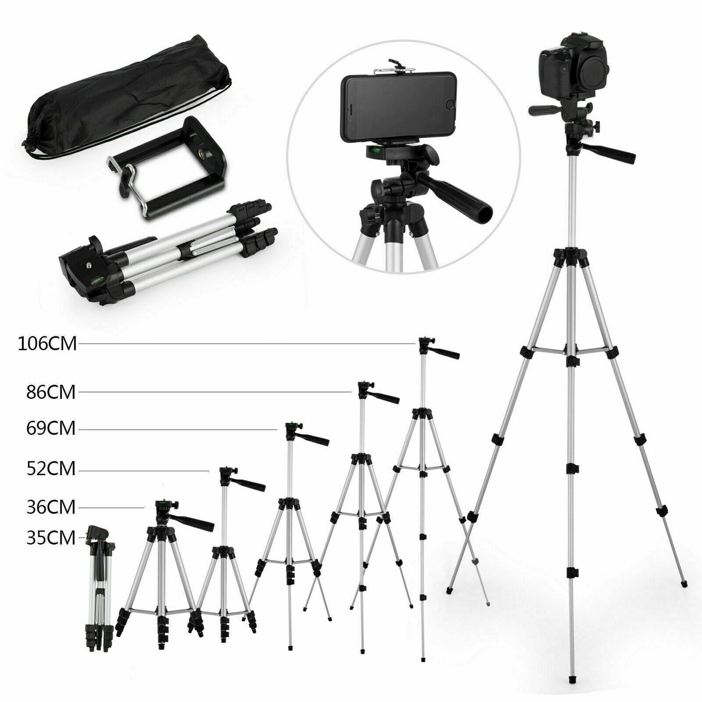 Professional Camera Tripod Stand Holder Mount For iPhone Samsung Cell