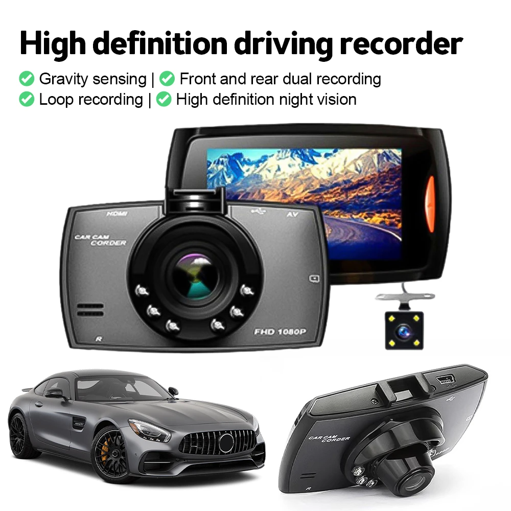 2.7'' Full HD 1080P Dash Cam Car DVR Front & Rear Camera Night Vision