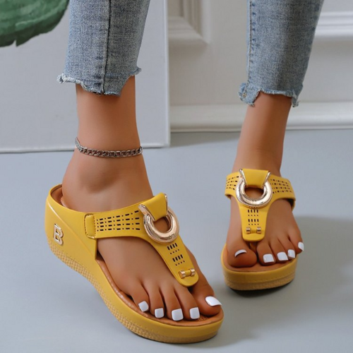 Low-Wedge Women Orthopedic Sandals Casual Flat Shoes Flip Flops Ladies