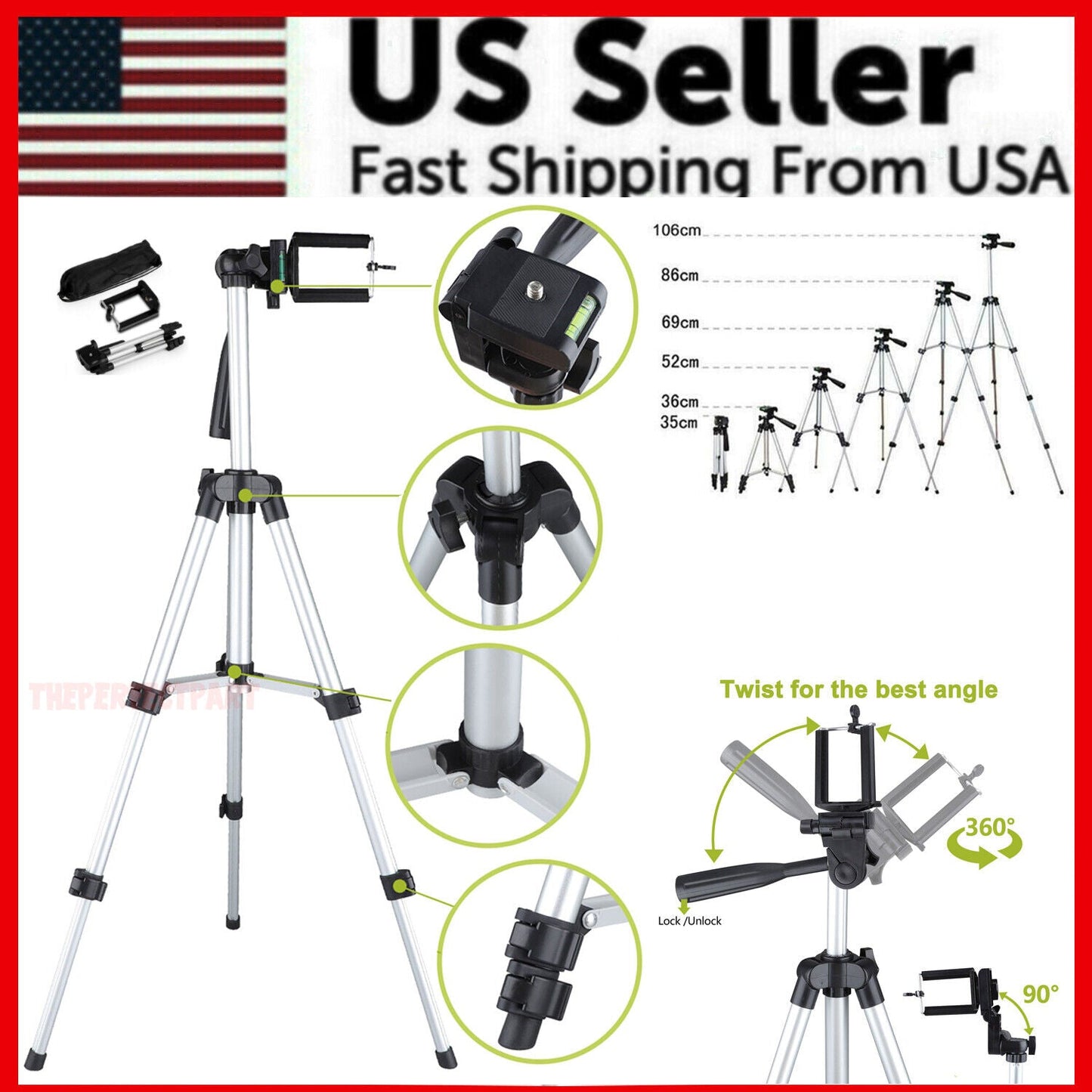 Professional Camera Tripod Stand Holder Mount For iPhone Samsung Cell