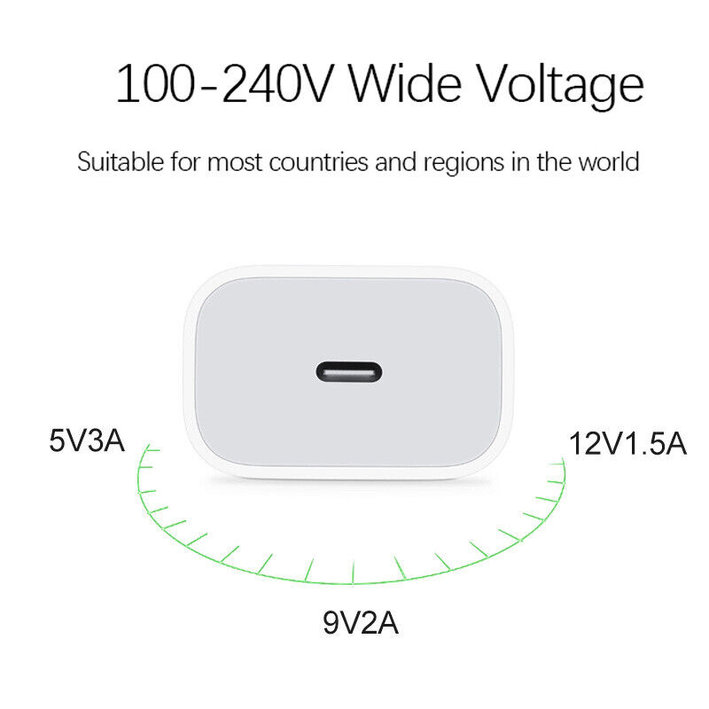 2024 20W USB-C Fast Charger PD Adapter Cable For iPhone 14/13/12/11 XR
