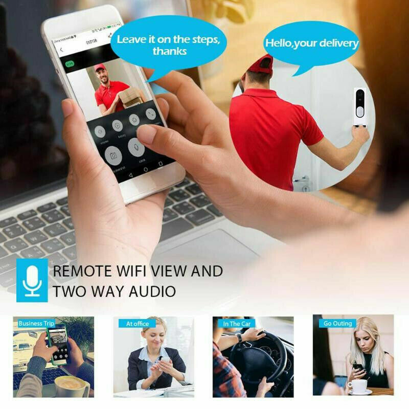 WiFi Ring Doorbell 1080P HD Security Camera Wireless Door Bell Camera