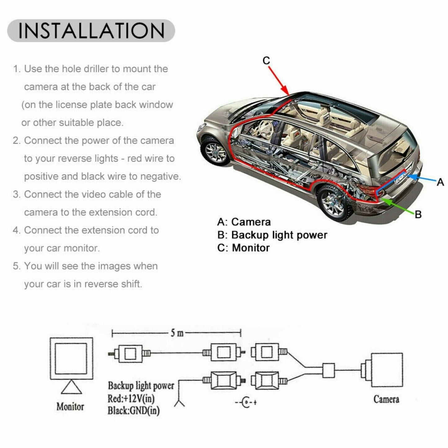 Car Rear View Reverse Camera Parking Backup Cam HD Night Vision