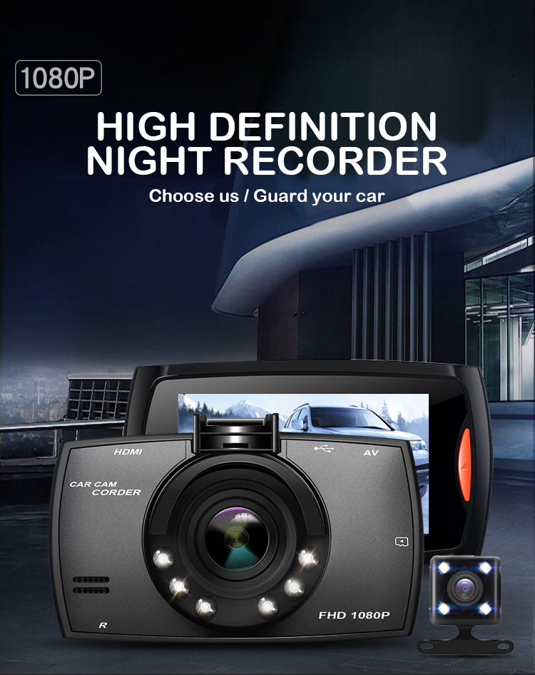 2.7'' Full HD 1080P Dash Cam Car DVR Front & Rear Camera Night Vision
