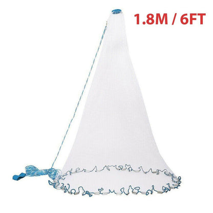 6/8/10/12/16FT Fishing Cast Net Bait Easy Throw Hand Cast Strong Nylon
