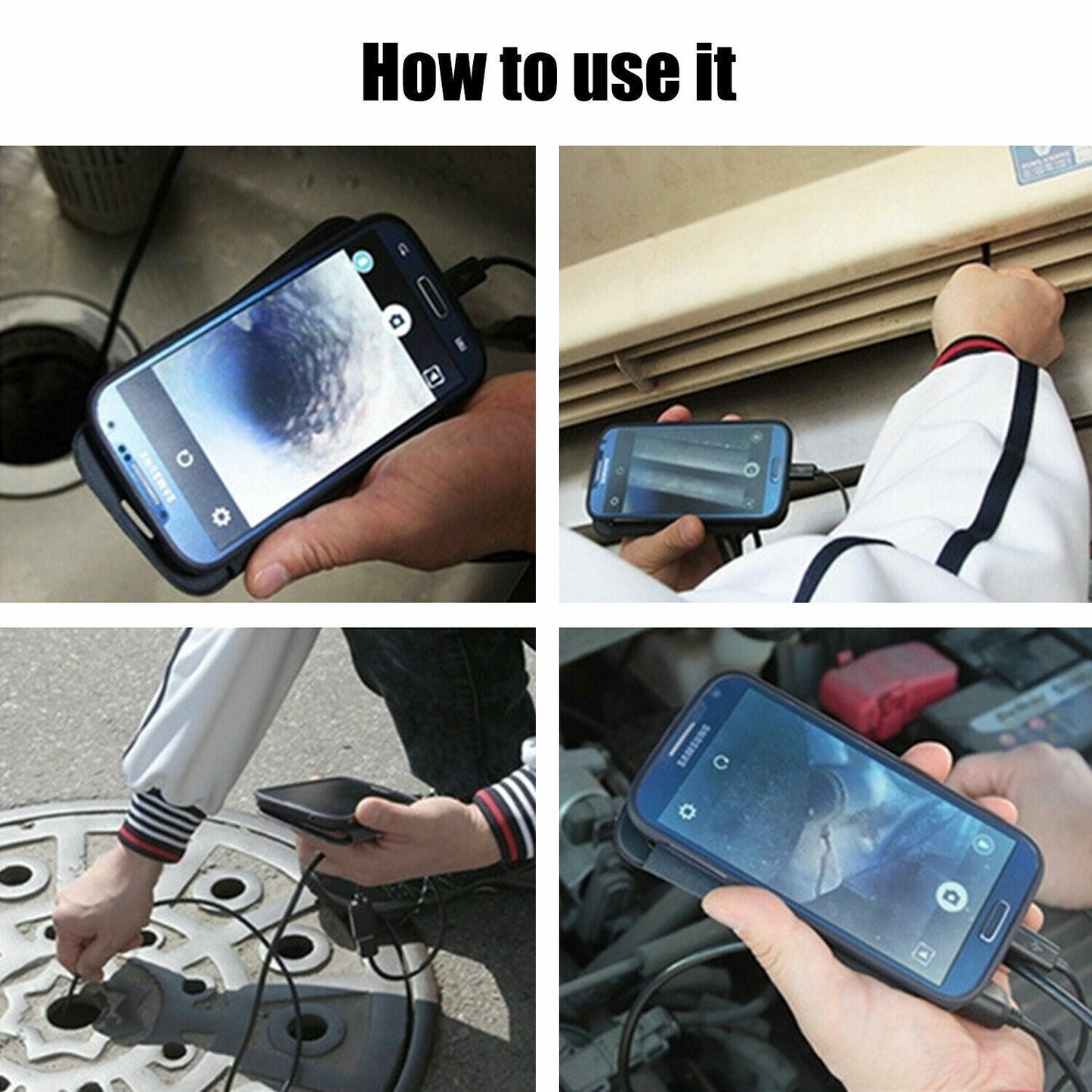 5M 6LEDs Snake Endoscope Borescope 8mm Inspection USB Camera Scope For