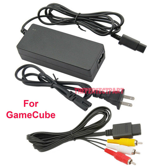 AC Adapter Power Supply & Audio Video A/V Cable for Nintendo GameCube