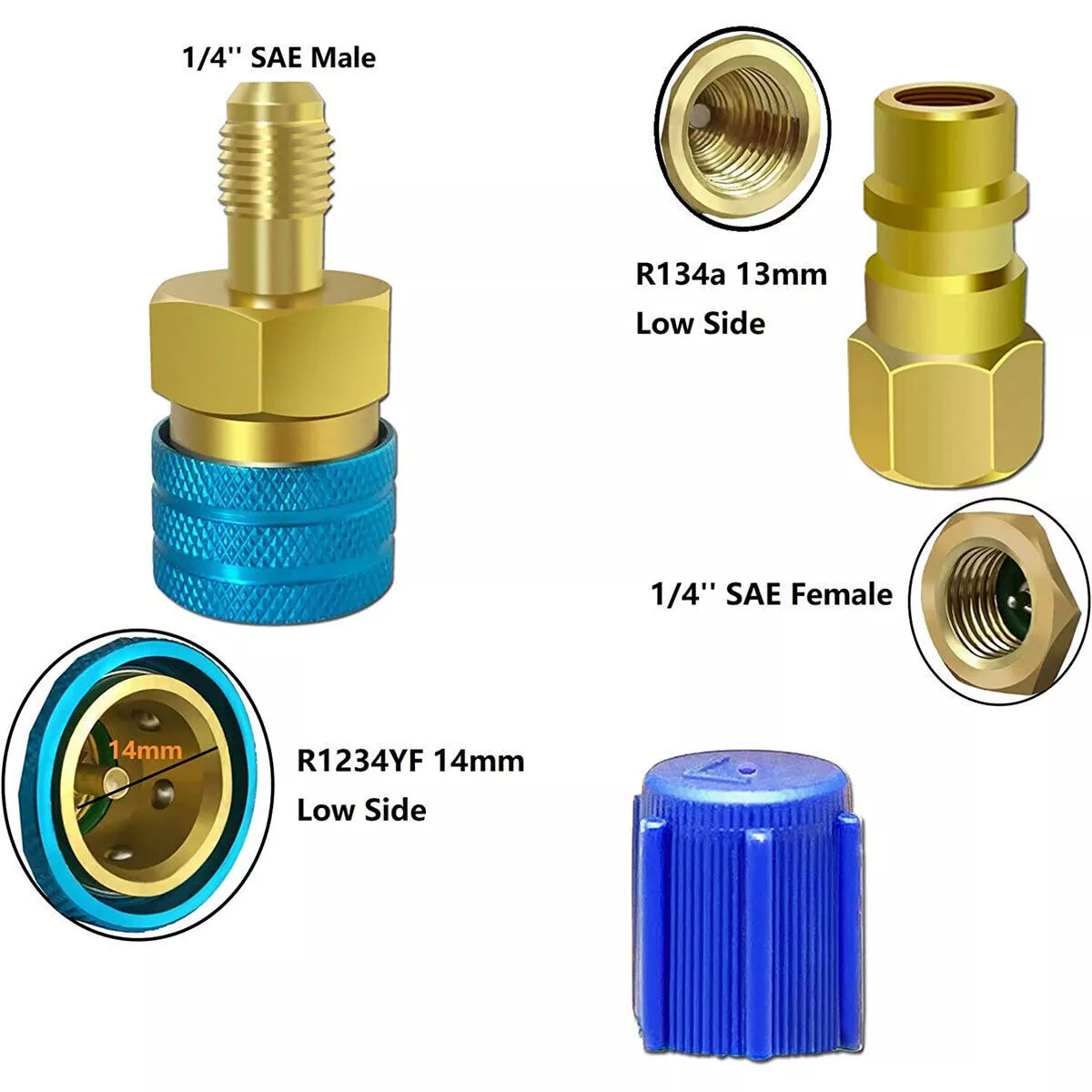 R1234YF to R134A Quick Coupler Adapter Fits Car A/C High Low Side