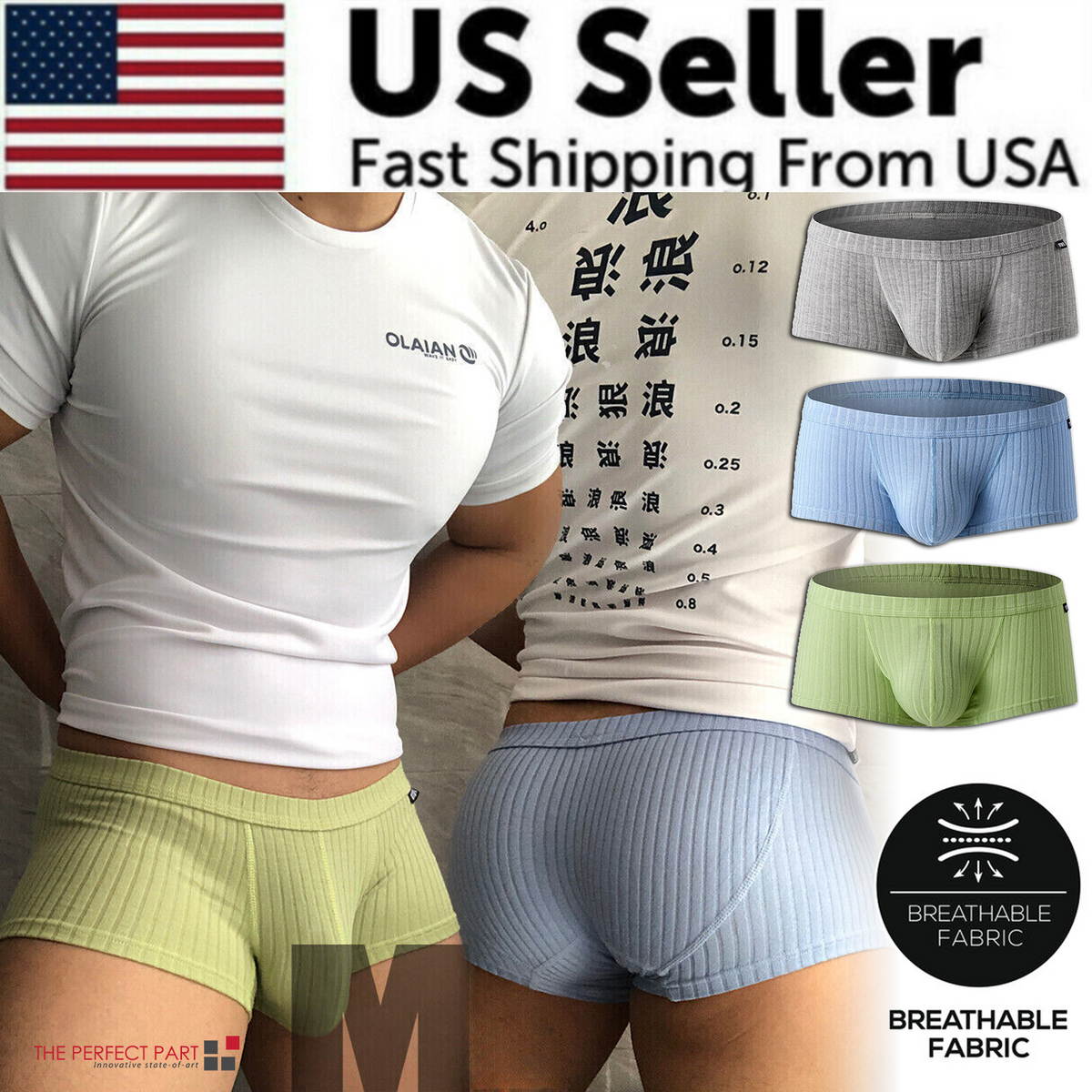 Men's Sexy Underwear Low waist Briefs U Pouch Boxers Striped Shorts