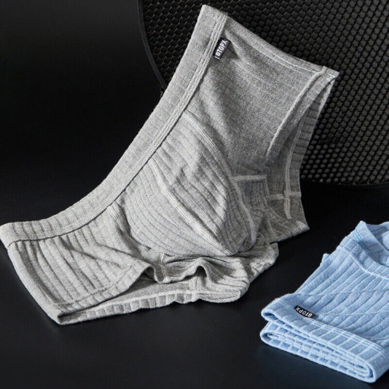 Men's Sexy Underwear Low waist Briefs U Pouch Boxers Striped Shorts