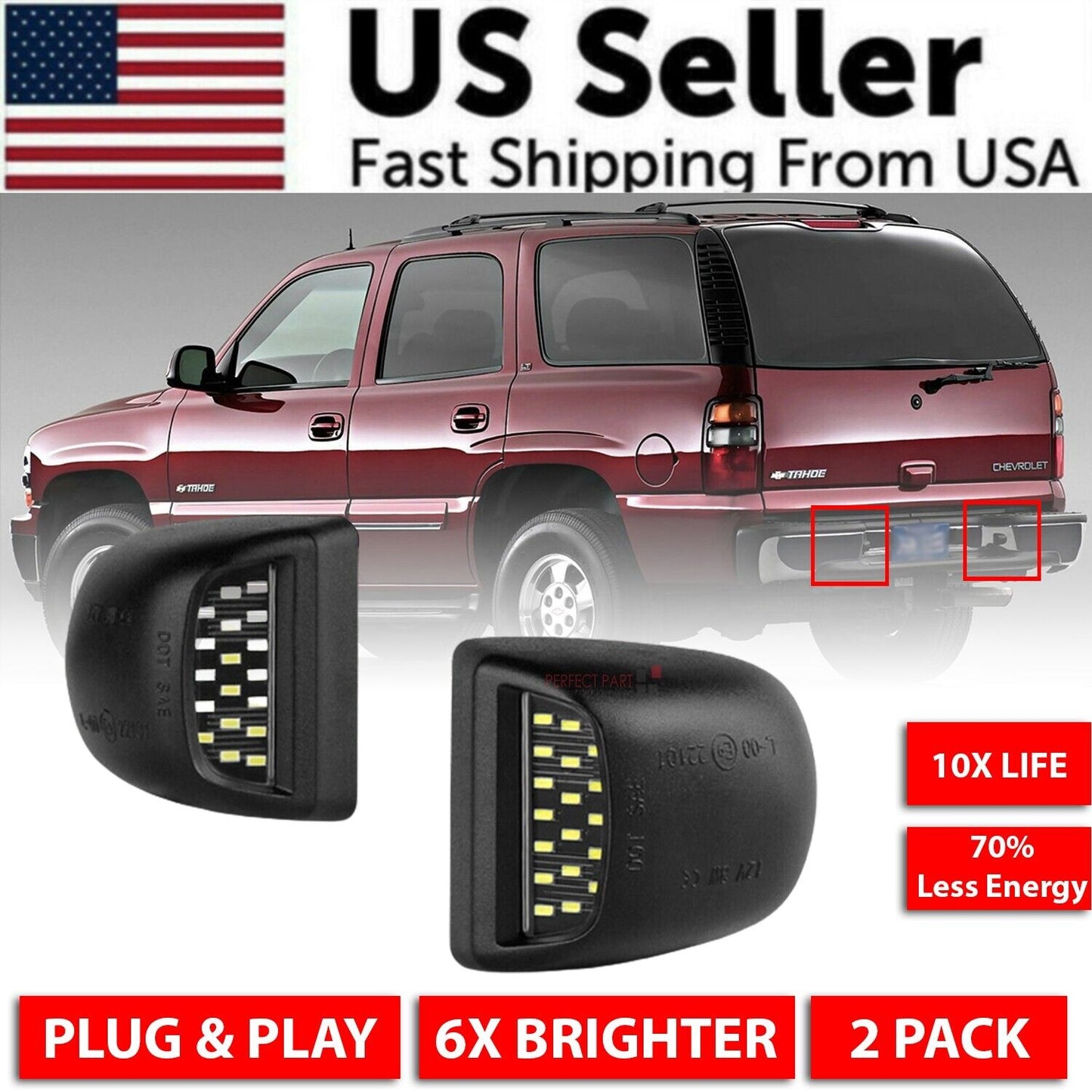 For 00-06 Chevy Tahoe Suburban GMC Yukon XL LED License Plate Light