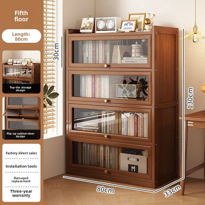 Multi-functional BambooBookcase LargeCapacity Wooden Bookshelf Storage Cabinet Display Rack Home Furniture for Living RoomOffice