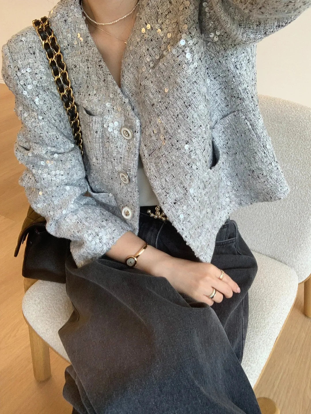 Autumn Sequin Jacket Coat Women Fashion Long Sleeve Ladies Jackets Coats Casual Cropped Jacket Woman Coat 2025