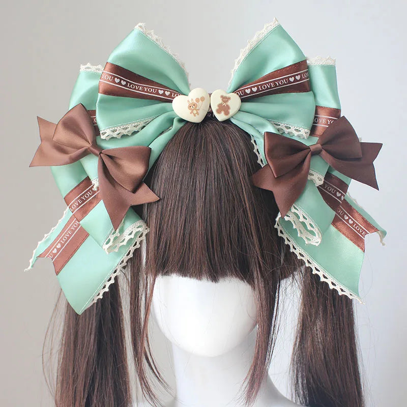 Spring Summer Cute Sweet Hair Clips for Women Bow Headwear Thin Lolita Ladies Hair Clips KC Hair Bow Lolita Korean Accessories