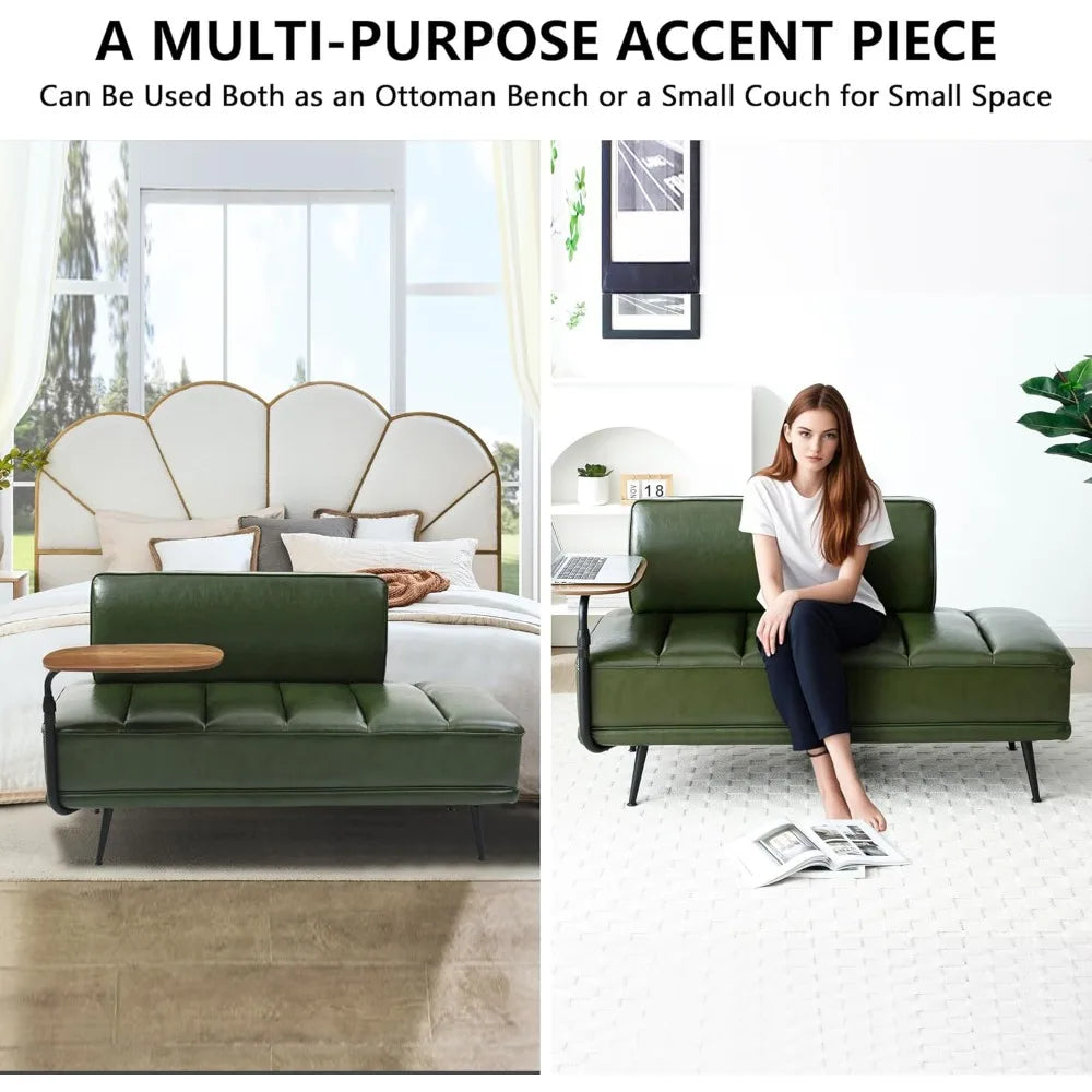 PU Leather Bedroom Ottoman Bench 53.2" Long Ottoman Benches for Living Room Bed End Rectangular Window Entryway Bench