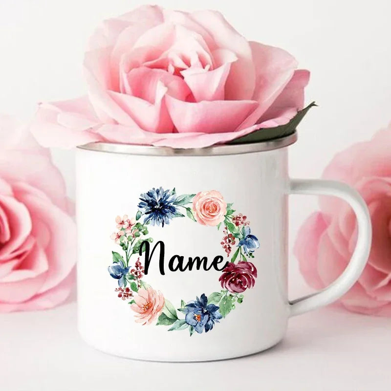 Personal Custom Name Enamel Mug, Bachelorette Party, Coffee Wine Mug, Bridesmaid Cup, Wedding Bridal Shower, Bride Team Gifts