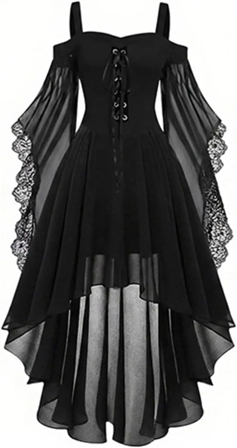 Costumes Witch Dress Women 2026 Halloween Woman Adults Medieval Vampire Butterfly Sleeve Mesh Gothic Outfits Carnival Dress Up