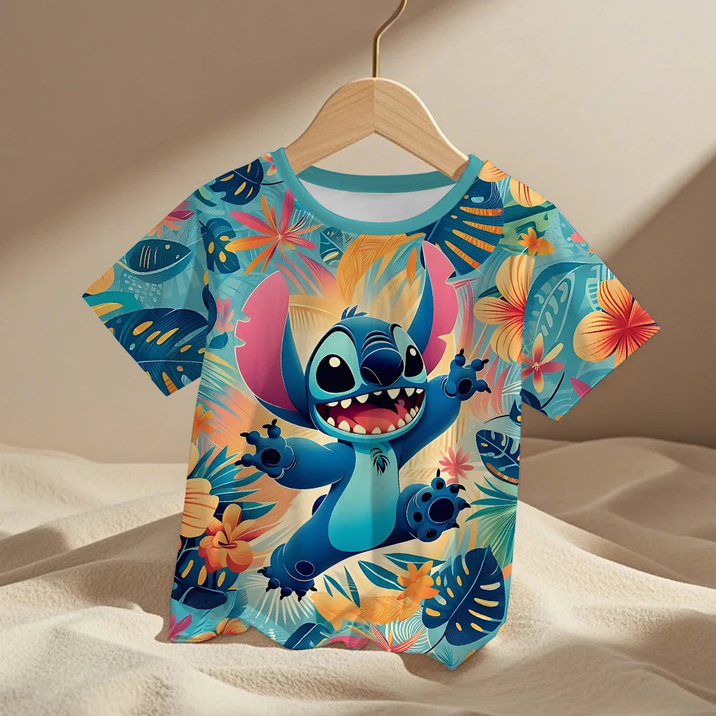 Lilo Stitch Trucksuit Kids T-Shirt Kawaii T Shirt Anime Cartoons Children Casual Clothes Tee Shirt Baby Girl Boy Fashion Y2K Top