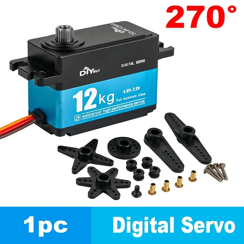 TD-9412MG Digital Servo 12KG High Torque Full Metal Carbon Brush Motor 180/270/360 Degree Short Model for 1:10 1:8 RC Car Robot
