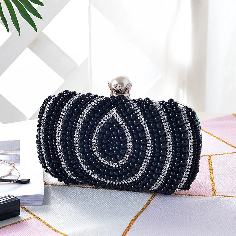 2025 Luxury pearls Bride Handbag Wallet Luxury Wedding Rhinestone Crystal Metal Chain Women's Party Chain Crossbody Bag
