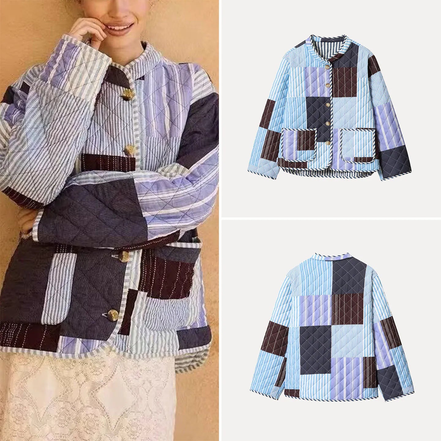 Double-Sided Quilted Cotton Jaet Casual Sle Faionable Women's Print All-Match Autumn 2025 New Arrival Ladies' ort Coat