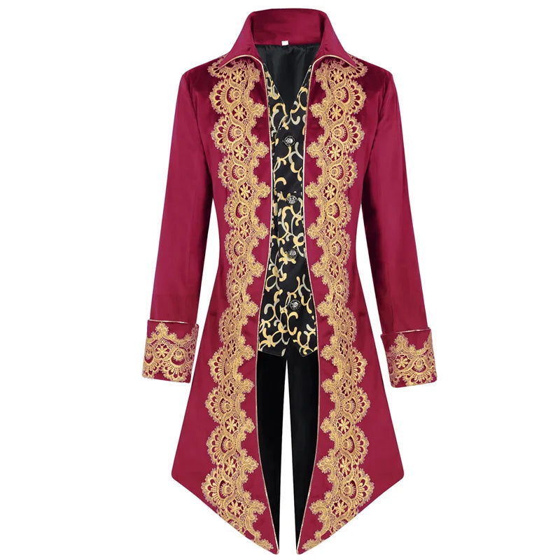Halloween Men's Medieval court lace tailcoat punk retro coat men's clothing