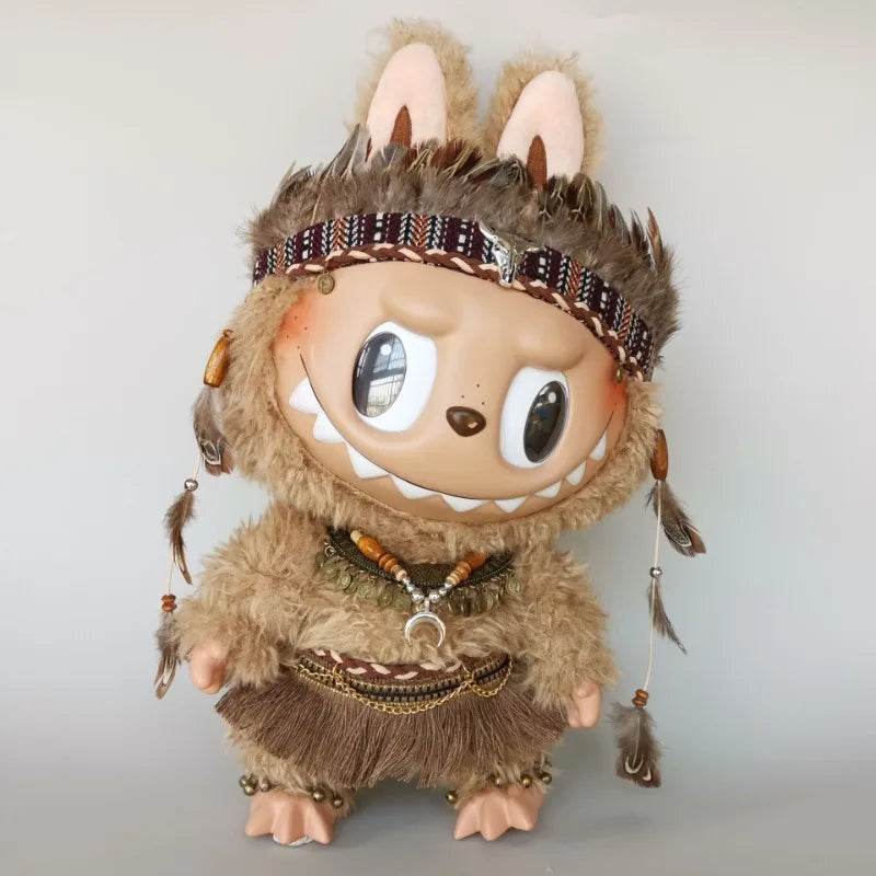 Pure Handmade For POP MART Vinyl Labubu Baby Clothes Chief Indian Style Clothes Big Baby 38cm Large Doll Only Clothe No Doll