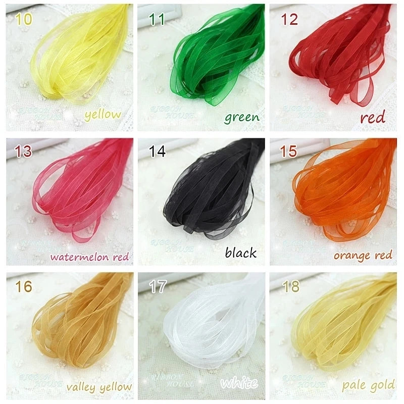 (40 meters/pack) 1/4''(6mm) Organza Ribbons Wholesale Gift Wedding Christmas Decoration Wrapping ribbons Handmade DIY