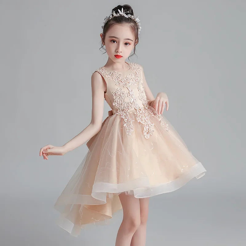 Girls Elegant Party Luxury Princesa Europea Dresses Weddings Christening Prom Garden 3 6 10 12 Years Children Pink Sale Clothing
