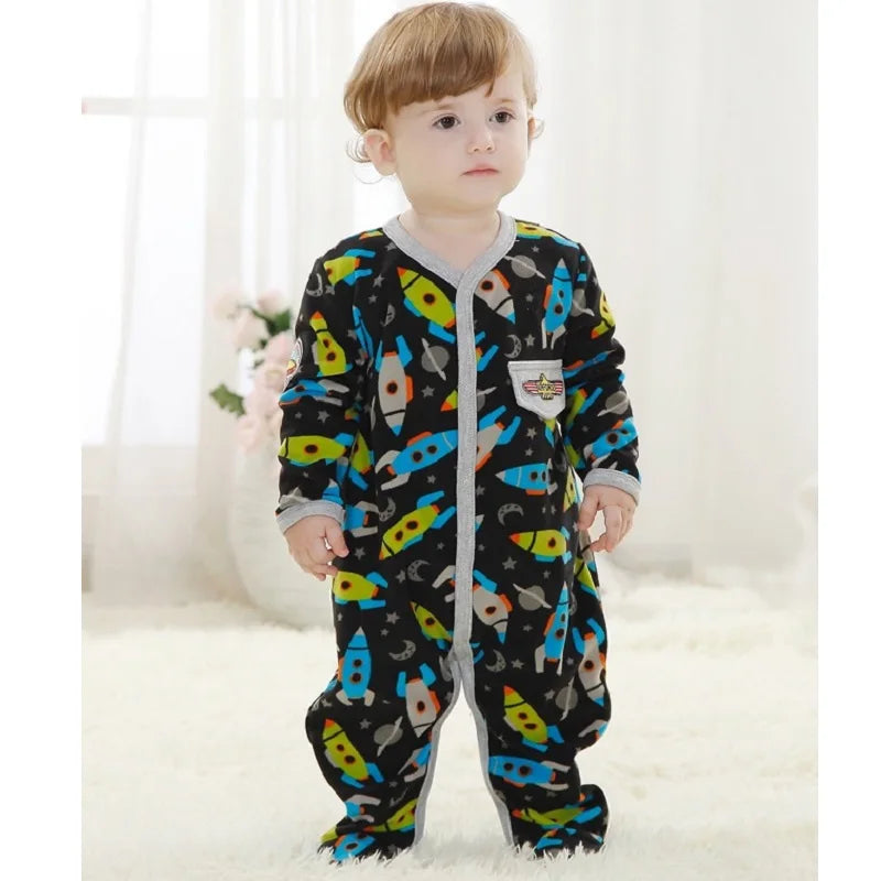 Fleece Baby One-Piece Romper With Footies bodysuits newborn sleepwear girl jumpsuit boy pajamas overalls cotton clothes