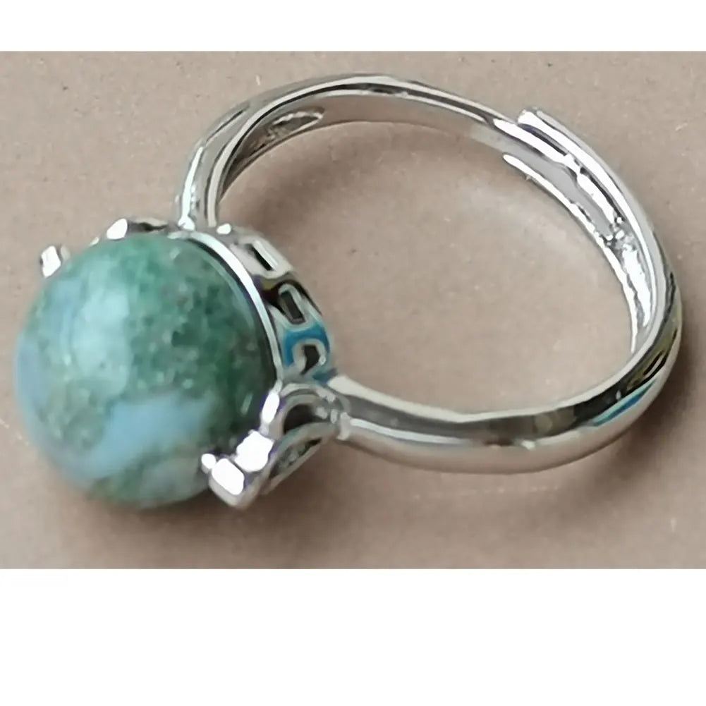 Tiger Eye Lapis Lazuli Opal Crystal Howlite Aventurine Blue Sand Carnelian Round Bead Ring  7~12" Adjust Size WB975
