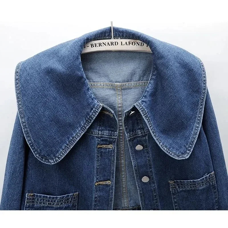 2024 New Autumn Women Denim Jacket Long Sleeve Casual Short Denim Coat Famale Jeans Jackets Outerwear Casaco Jaqueta Feminina