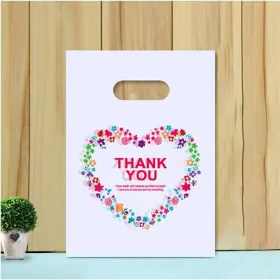 50pcs Multi Style Plastic Handle Bag 15*20cm Small Jewelry Packing Bag Party Favor Bags For Candy Cookie Gift Packaging Bag