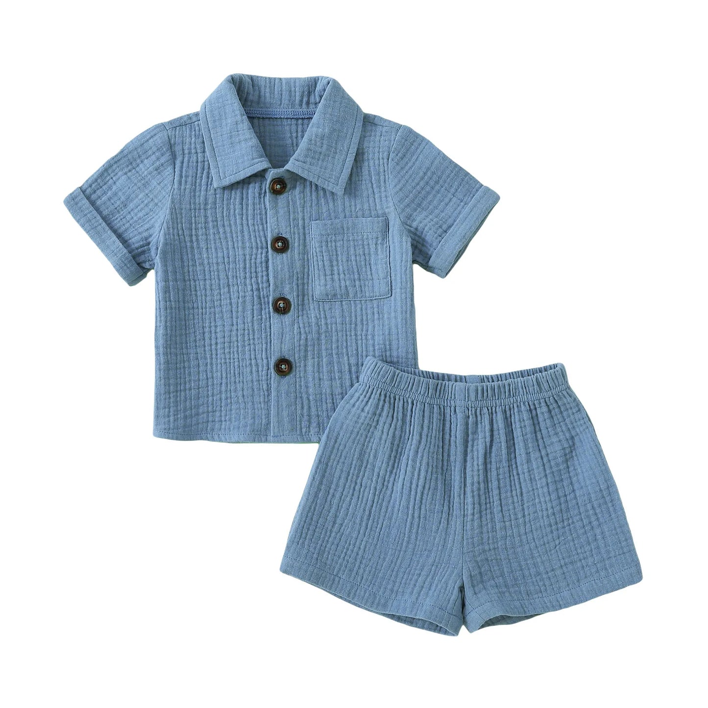 Toddler Short Sleeve Button Down Lapel Shirt Shorts Set 2Pcs Summer Outfits Baby Clothes