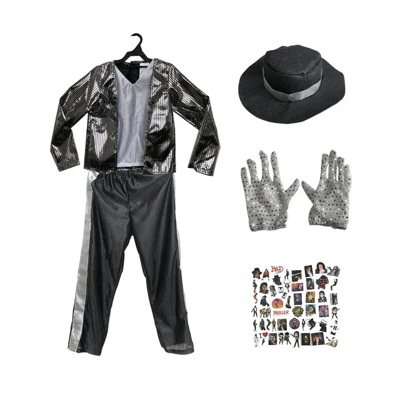 MJ Michael Jackson Coat Jacket Glove Children Kids Party Cosplay Costume Clothing Children Cos Sets birthday gift