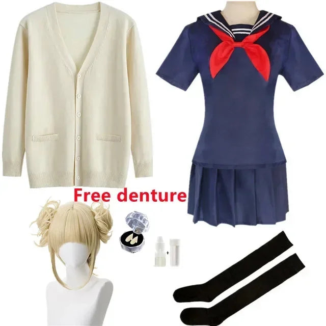 Anime My Hero Academia Himiko Toga Cosplay Costume JK Uniform Skirts Sweater Coat Halloween Christmas Clothes Women Girls