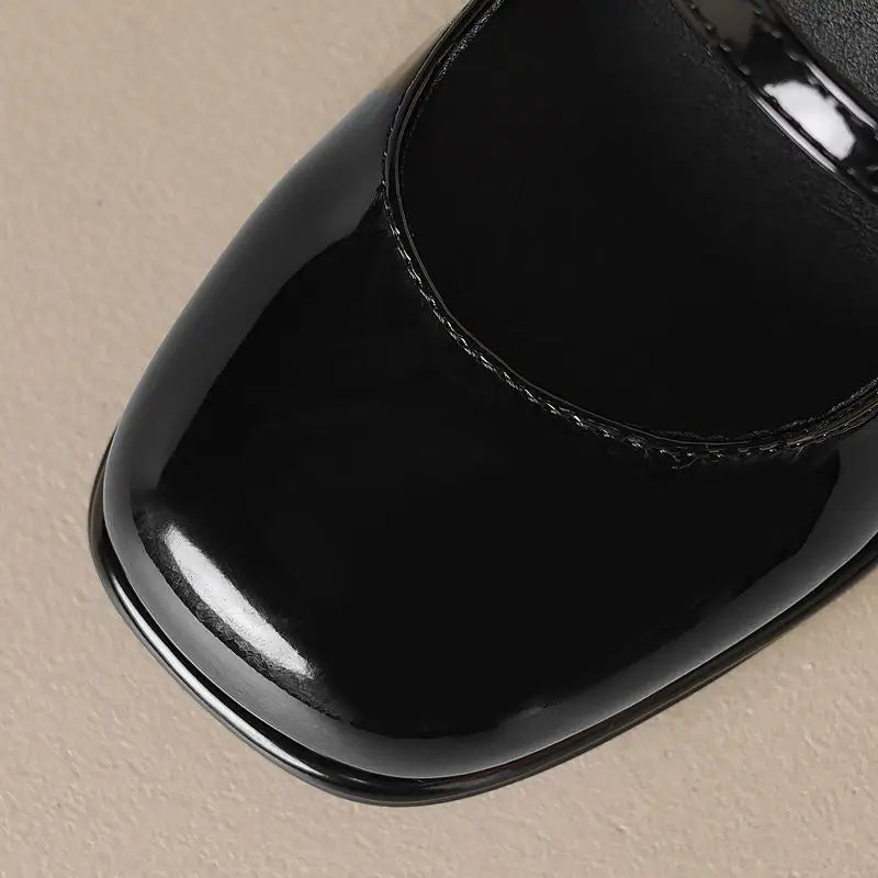 ASILETO Fashion Mary Janes Pumps for Women Round Toe Thick Heel 4.5cm Slip On Shallow Plus Size 42 43 Retro Daily Female Shoes