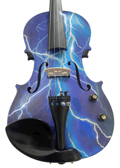 Electric Blue Lightning Violin | Electric-Acoustic with Machine Head