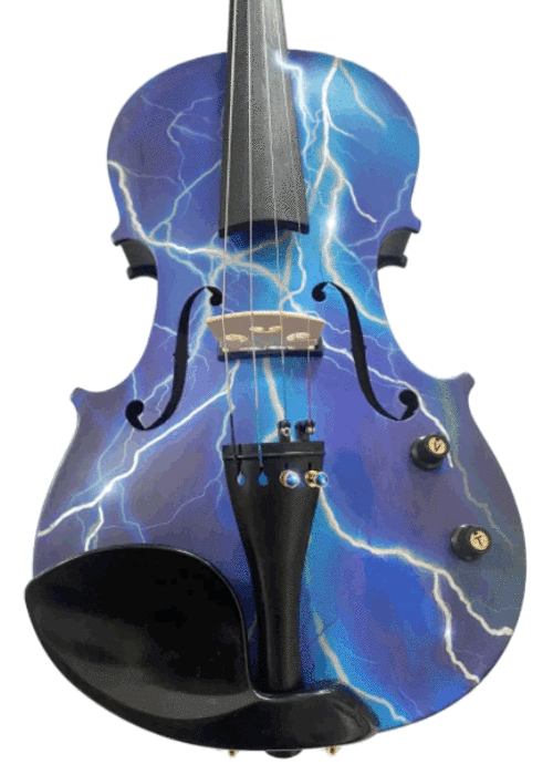 Electric Blue Lightning Violin | Electric-Acoustic with Machine Head