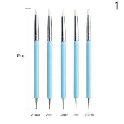ZZ-5Pcs/set Silicone Clay Sculpting Tools For Brush Modeling Dotting Nail Art Pottery Clays Tool DIY Carving Ceramics Sculpture