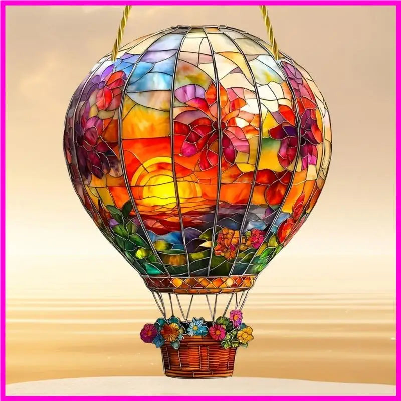 57BE Hot Air Balloon Window Decorations Sun Catcher Acrylic Wall Hangable Colored