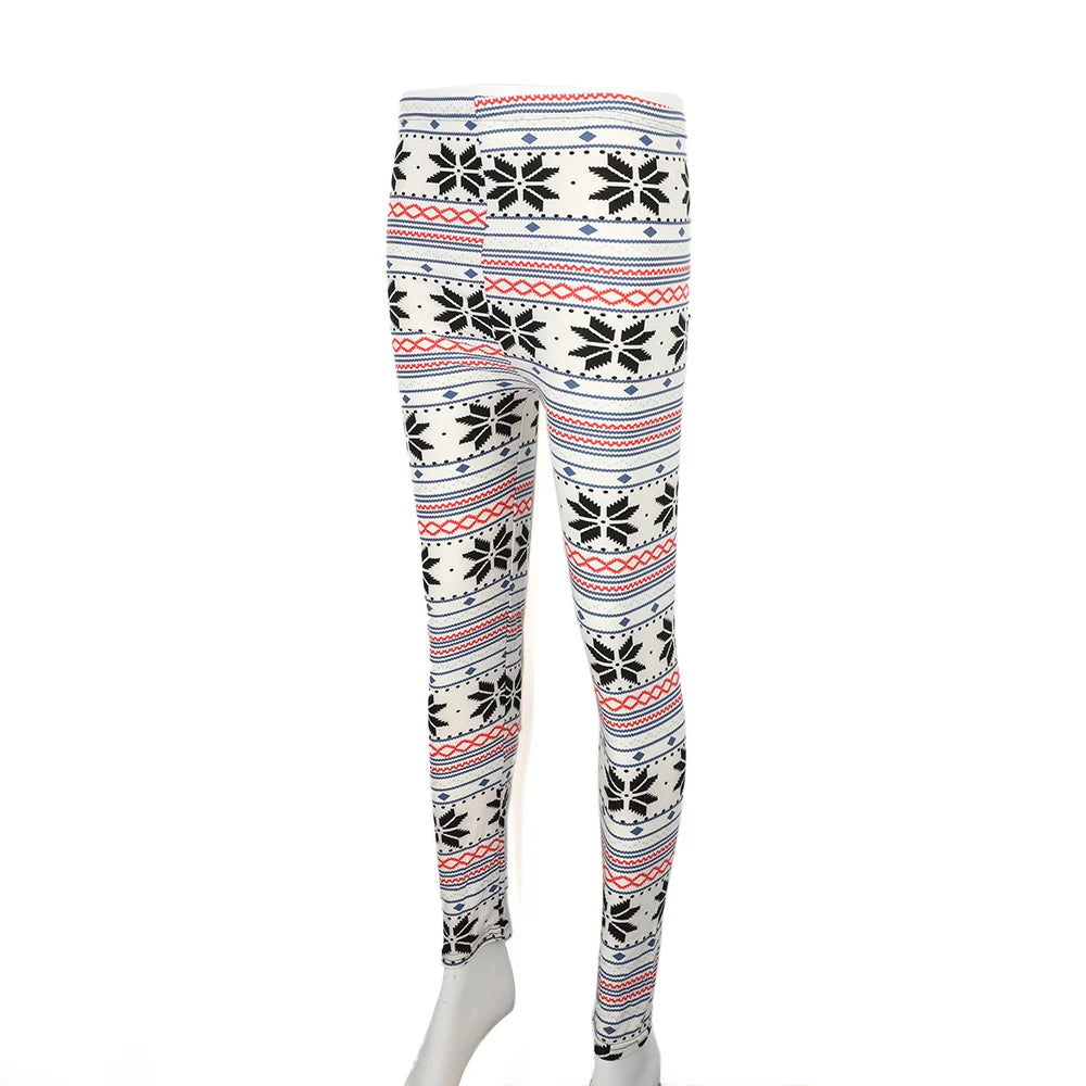 Christmas Women's Leggings Pants Snowflake Elk Printed High Waist Skinny Trouser Fitness Stretch Pants Christmas Party Clothes