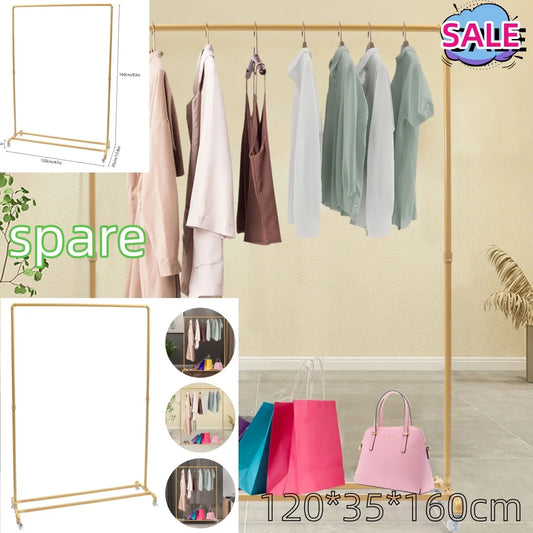 120*35*160cm Clothing display stand Rack Coat Rack Floor Standing Clothes Hanger Rack Removable Metal Clothing Storage Shelf