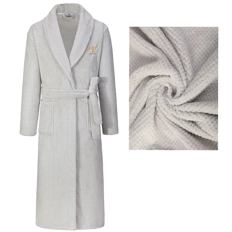 Winter New Couple Sleepwear Bathrobe Male Coral Fleece Yukata Nightwear Sexy Women's Home Clothes Flannel Absorbent Lingerie 3XL