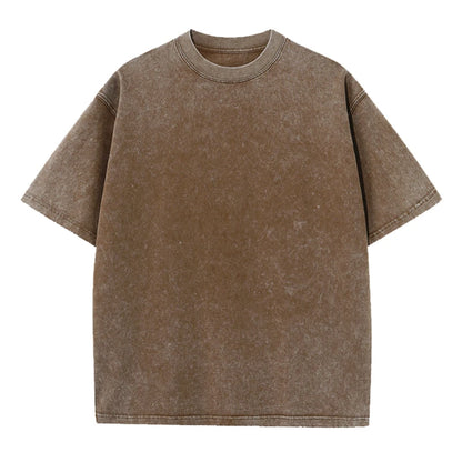 Men's Summer T-shirt 230G Heavy Cotton Vintage Washed T-Shirts Oversized Short Sleeve Loose Streetwear Short Sleeve Tops Tee