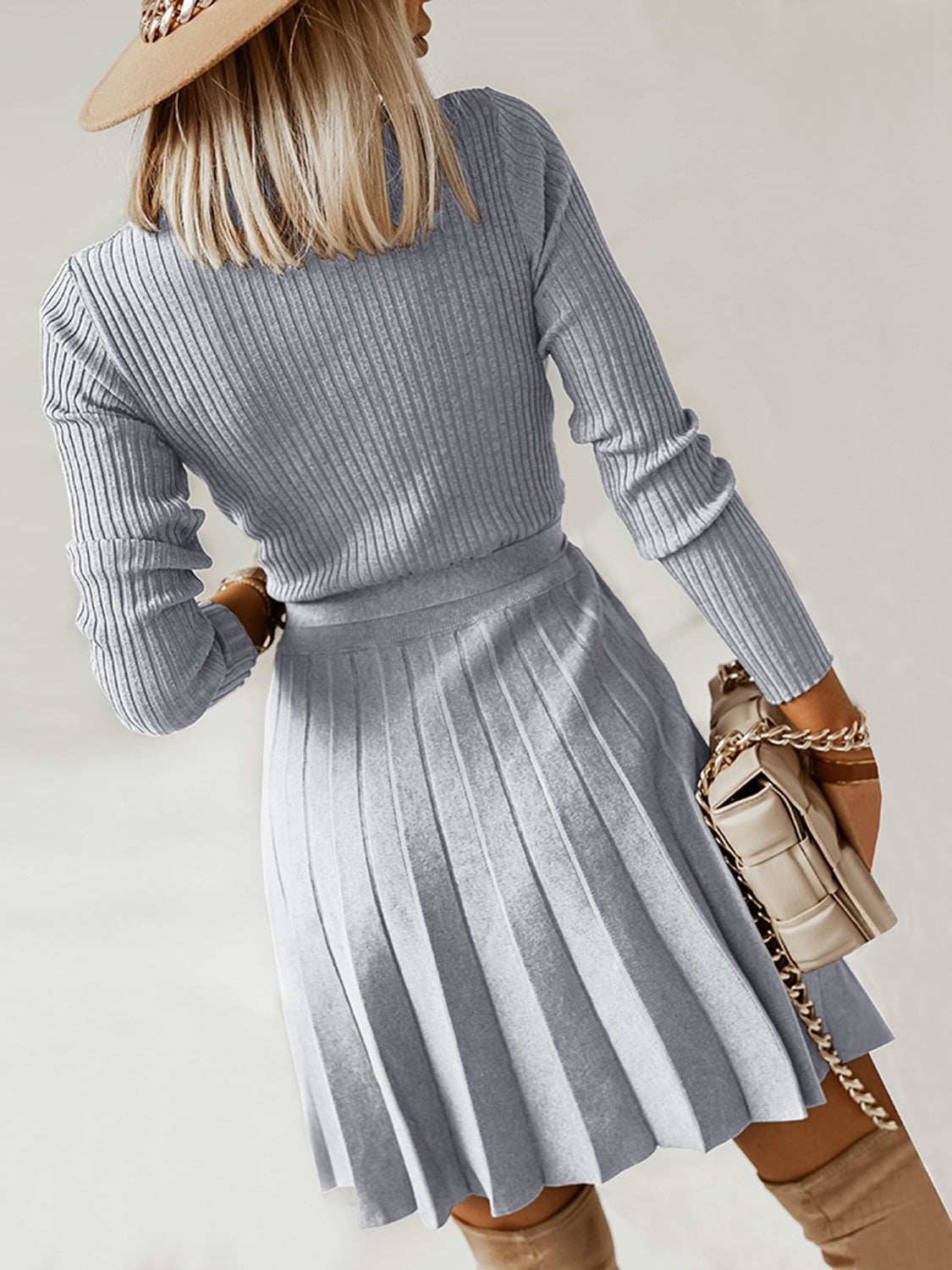 Women's Sexy Surplice Front Pleated Dress
